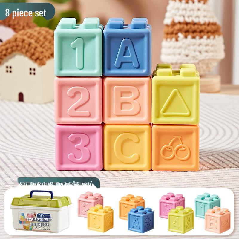 

Silicone Baby Building Blocks Set - Soft Rubber, Stacking Teether Toy for Early Learning (6+ Months)