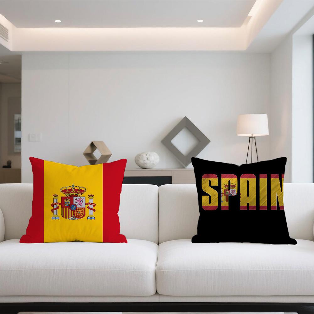 S-Spain Flag Cool cushion cover Double Sided Printed Polyester Pillowcase Pattern Decorative Zipper Cushion Cover