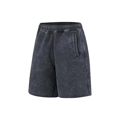 Li Ning Vital Series Solid Color Loose Sports Shorts Unisex Shorts Charcoal-Black AKST687-1
