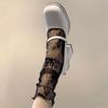 Womens Sheer Lace Ankle Socks With Floral Sweet Lolita Style Mesh Mid-Calf Stockings