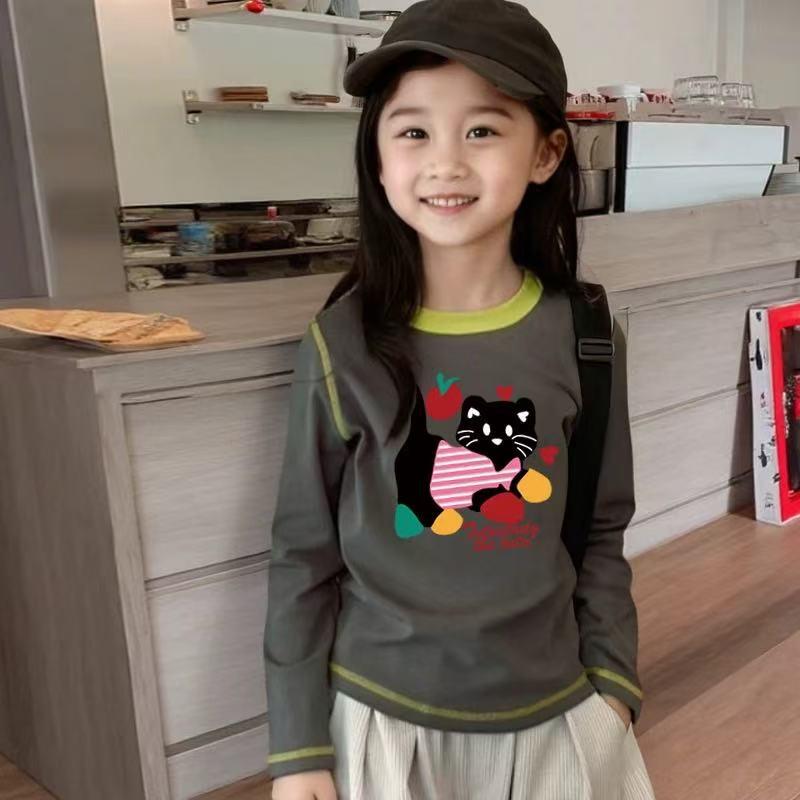 Herbst & Winter Mädchen Cartoon Baumwolle Langarm T-Shirt - 2025 Neue Mode Rundhals Oberteil
