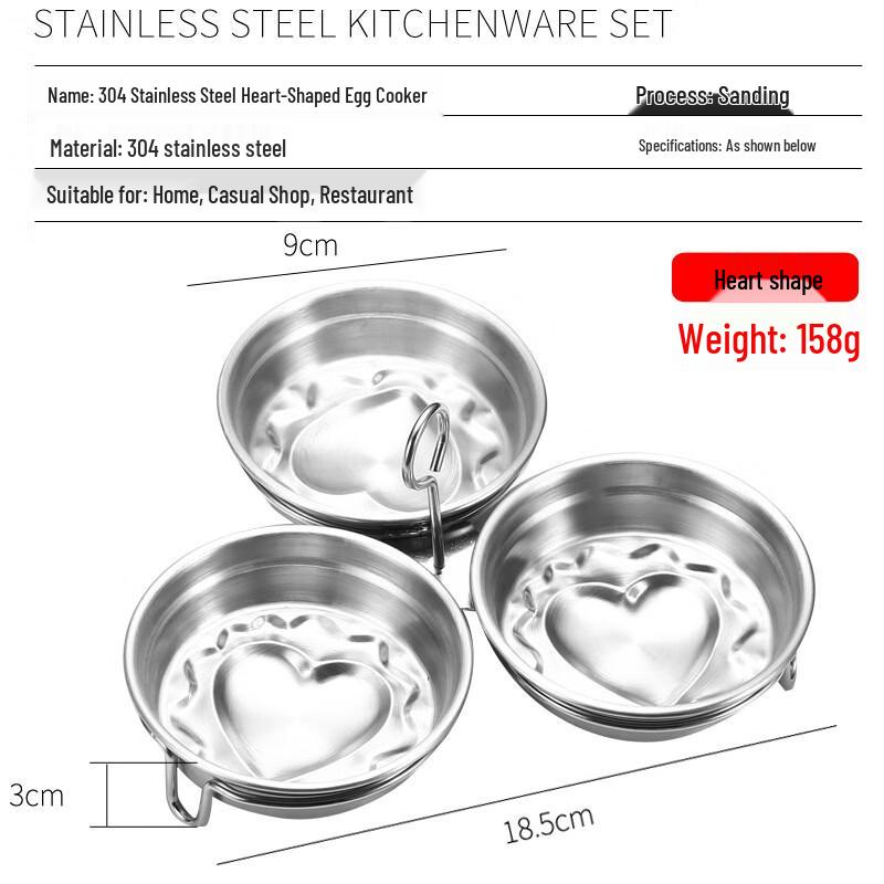 

SMVP 304 Stainless Steel Heart-shaped Egg Steamer & Mold