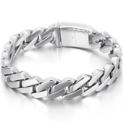 Classic 13MM Men's Cuban Link Chain Bracelet Mirror Polished Solid Stainless Steel Bracelets Jewelry Accessory for Men Male