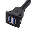 JSER 1m Waterproof Dual USB Extension Latch Mount Car AUX Cable for Dashboard Panel 3.0
