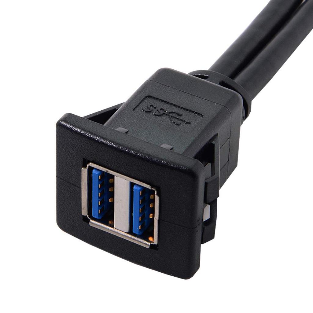 JSER 1m Vodotěsný Dvojitý USB Prodlužovací Kabel s Držákem na Západku pro Auto AUX Kabel pro Palubní Desku 3.0