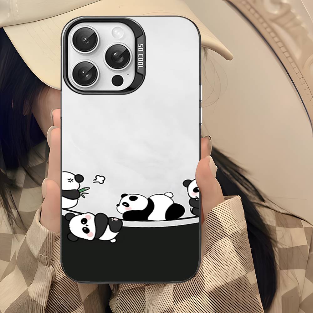 Cartoon Cute Panda Color Phone Case For IPhone 17 16 15 14 13 12 11 Pro Max Plus Pro Shell