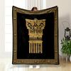 Greek Column Golden Design On Black Patterned Flannel Blanket Perfect for the Bedroom Living Room, Sofa, or a Little Nap