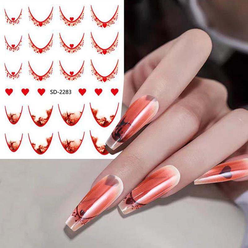 French 3D Simplified Line Nail Art Stickers Irregular Line Press On Nails Decals Manicure Decorations Diy
