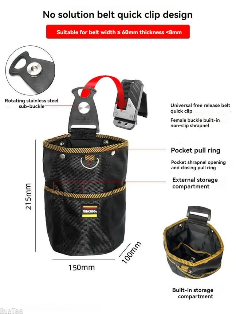 NAKIOO 1680D Rotatable Quick-hanging Nail Tool Bag Tool Pouch for Woodworking Electrician Mechanic Man Gift Tool Organizer New