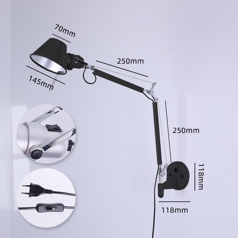 

Скандинавский индустриальный стиль выдвижной настенный светильник для спальни, прикроватный или настольный. Monochrome warm light