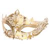 Premium Lace Pattern Venetian Mask Black Gold Tone Rhinestone Accented for Masquerade Ball Costume Party Cosplay Women Elegant