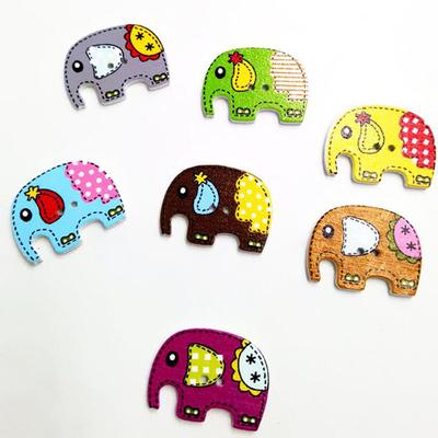 50pcs Assorted Elephant Wood 2 Holes Flatback Button for Sewing Crafting DIY