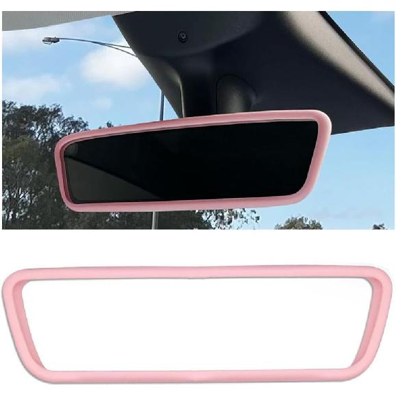 2PCS Car Rear View Mirror Protector Trim Frames, Silicone Screen Edge Frame Cover for Tesla Model 3 2017-2023 and Model Y Interior Decorations Center