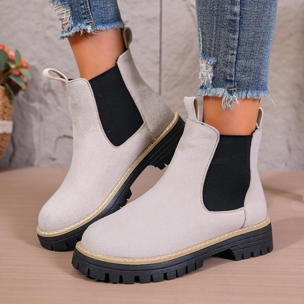 Women's Wide Width Ankle Boots, Round Toe Fashion Winter Booties, European Style Short Boots for Women