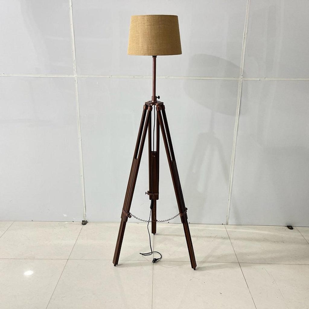 Floor Tripod Lamp Stand With Fabric Shade For Home Living Room Bedroom Corner Lamp