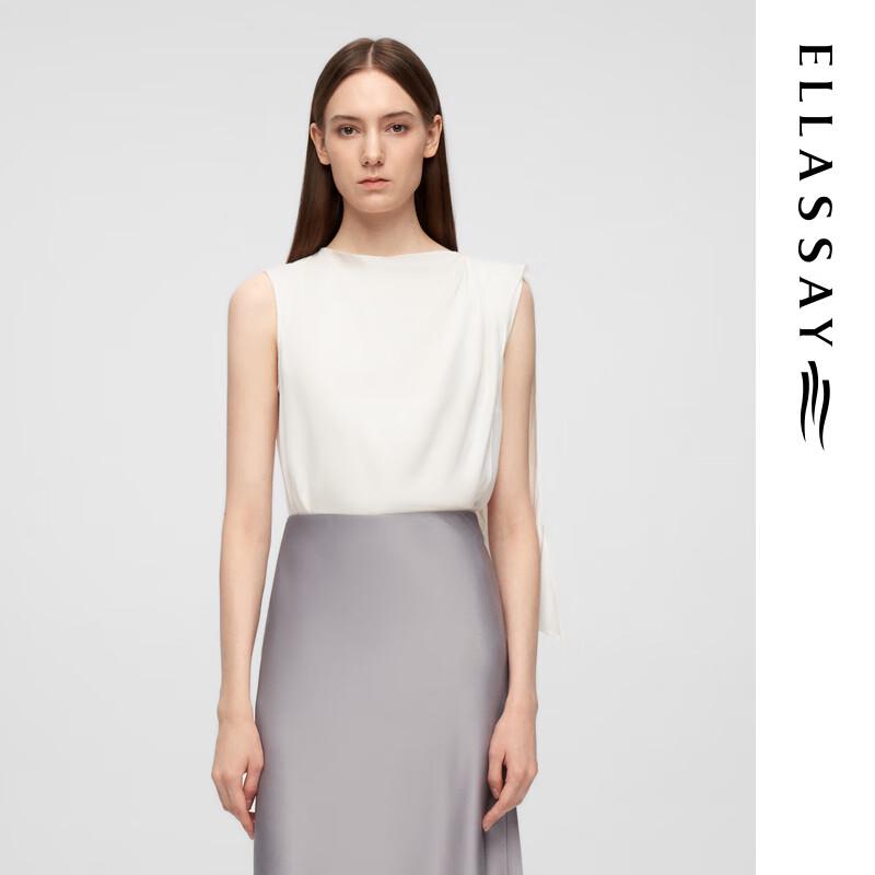 ELLASSAY Women's 2025 Summer Mulberry Silk Fake Two-piece Vest