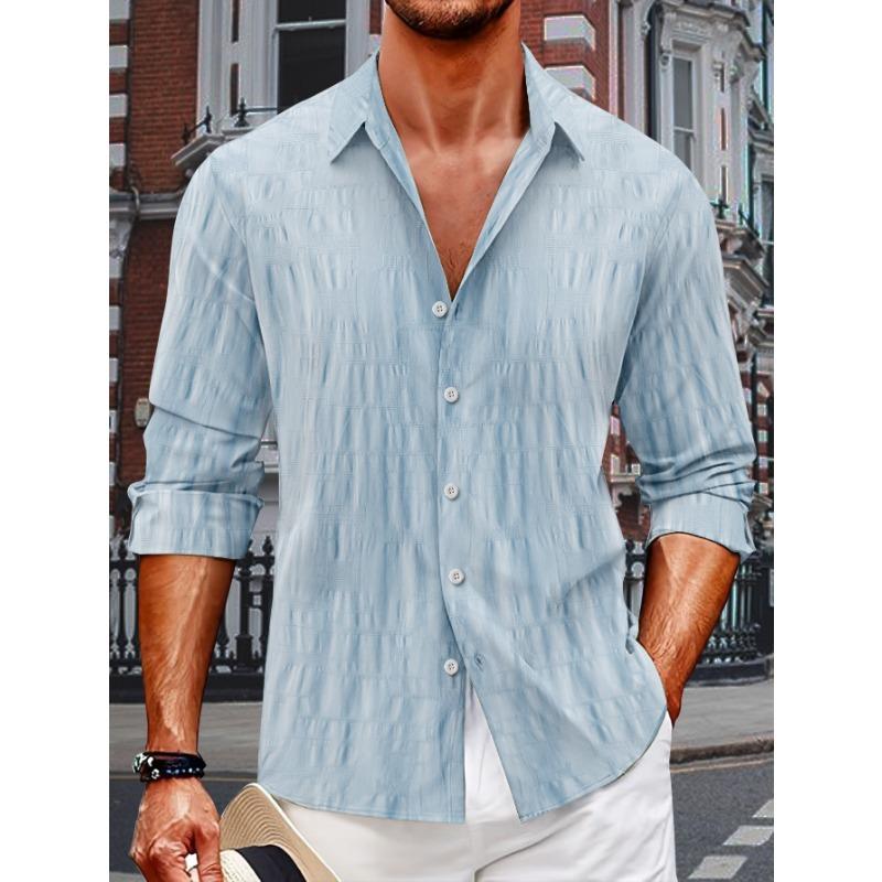 

Однобортная мужская рубашка из жаккарда с длинными рукавами и отворотом, весна-осень XXXL