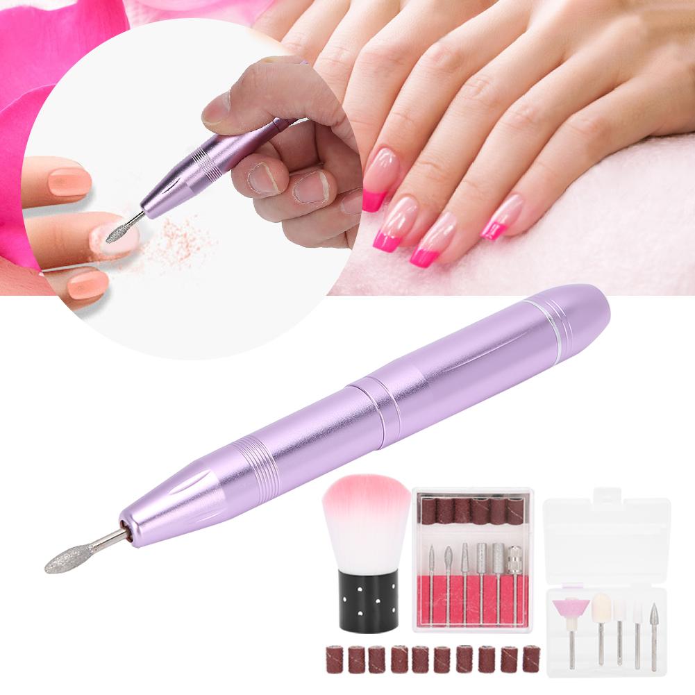 Nail Drill Pen Electric Nail Grinder Polisher Kit Portable Polishing Manicure ToolPink
