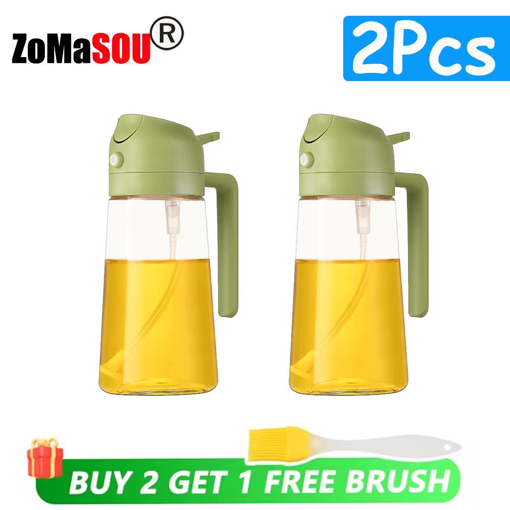 Top 2-in-1 Oil Dispenser Sprayer Pourer Oil Bottle Plastic Oil Container Vaporizer for Kitchen Salad Barbecue Camping Cooking 4