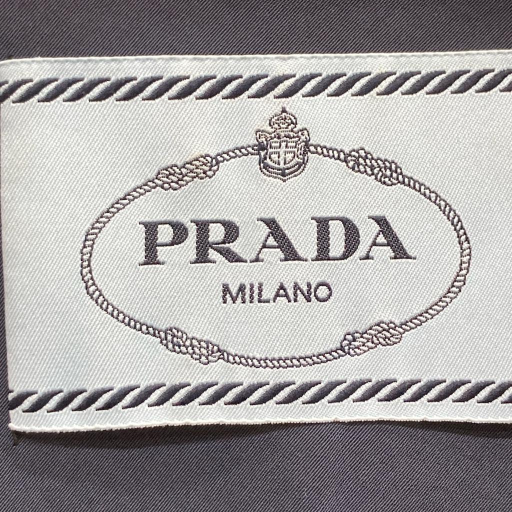 Prada 13 Stainless Steel Navy Cotton X Polyester Gathered Trench Coat Coat 38 NavyUsed