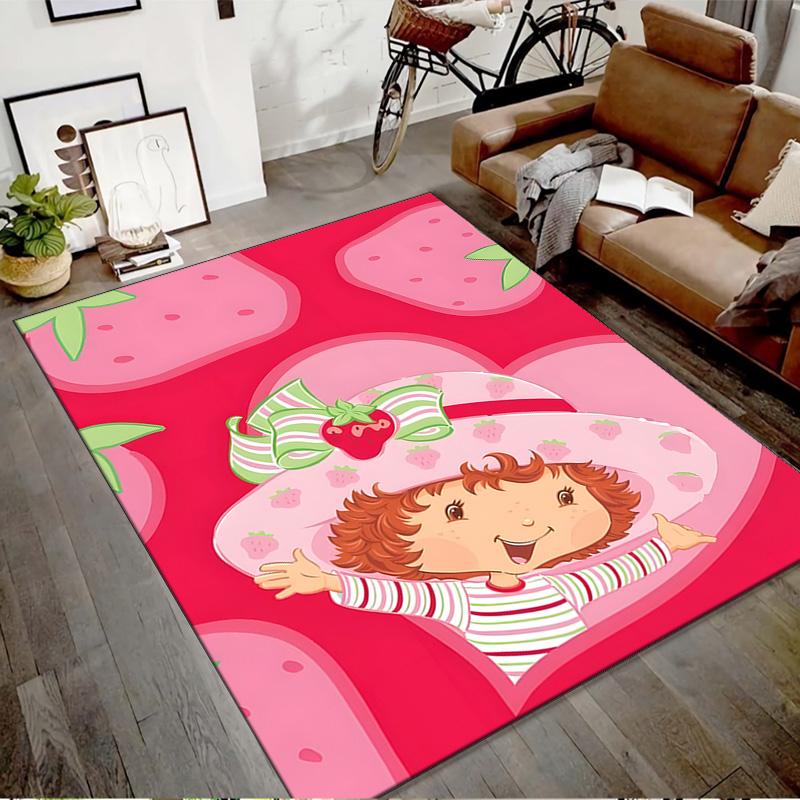1pc Strawberry Princess6 Design Printed Area Rug Carpet for Bedroom Living Room Home Decor Rugs Mat Non Slip Mat Rug for Bedside