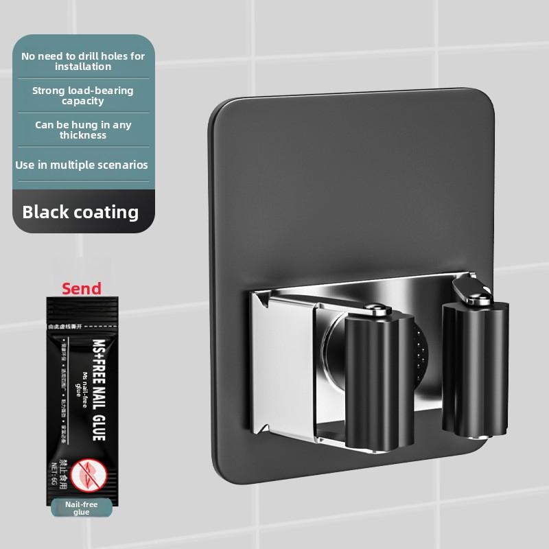 Wall-mounted Mop Holder Without Drilling - Stainless Steel Bathroom, Kitchen and Toilet Mop Holder Storage Hanging Frame, Fixed Clamp