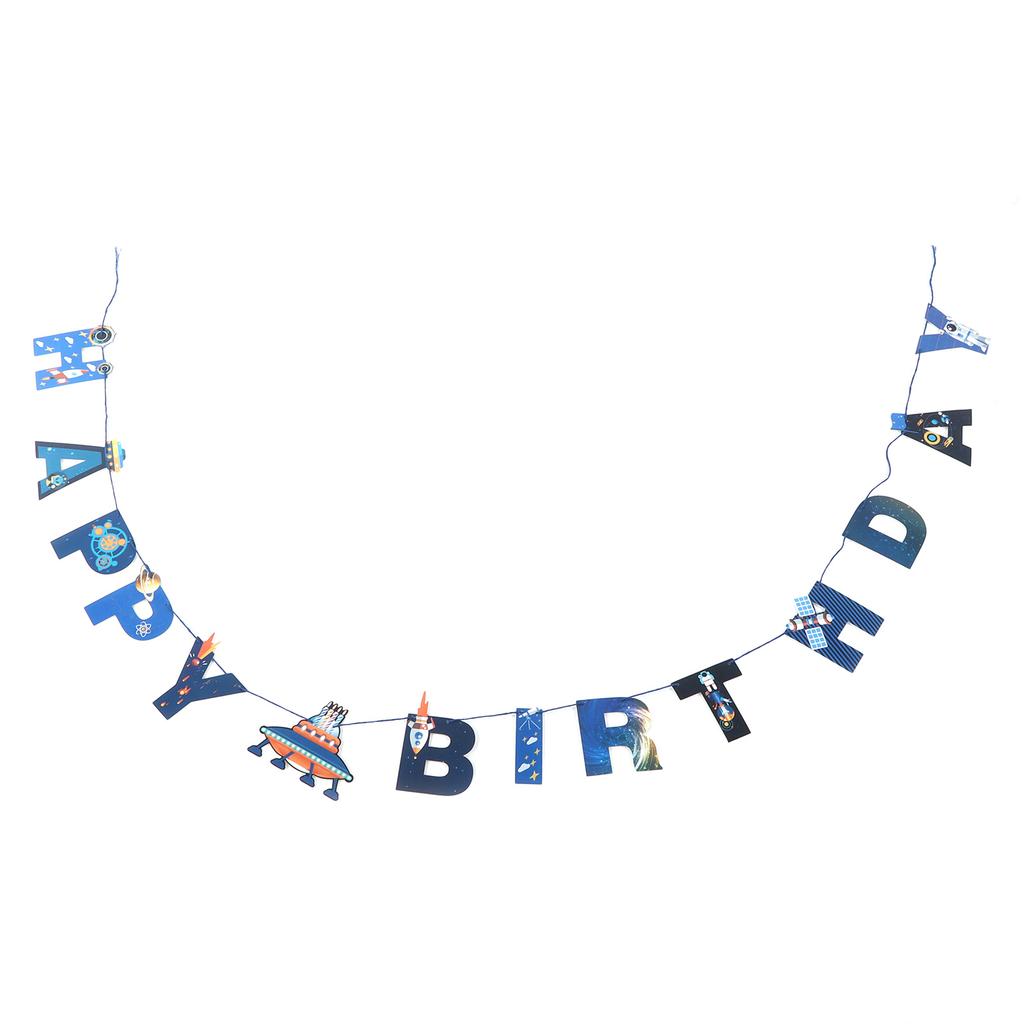 Weltraum Geburtstag Flagge Astronaut Planet Spirale Banner Anzug für Party Dekorationen Kuchenstecker