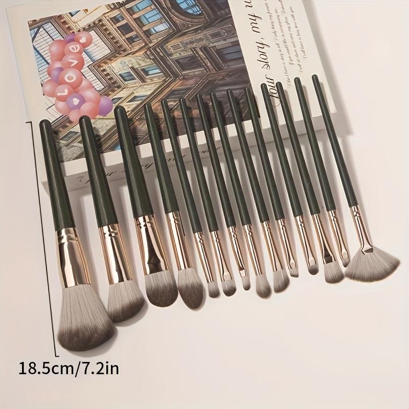 14 Pcs Ultra-Soft Green Makeup Brush Set for Face Eye Beginner-Friendly Cosmetic Tool Kit---### ?
