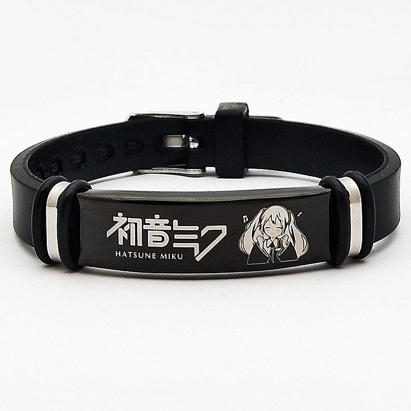 cartoon anime titanium stalen armband, cosplay accessoire rekwisiet siliconen armband, verjaardagscadeau black