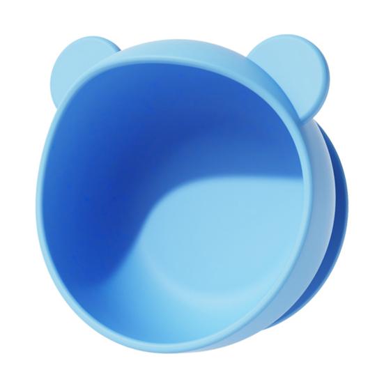 Bear Silicone Baby Bowl Stainless Steel Toddler Bowl with Strong Suction Base Non A синий