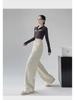 Women's White High-Waisted Wide-Leg Jeans: Autumn/Winter Retro American Style Loose Fit.