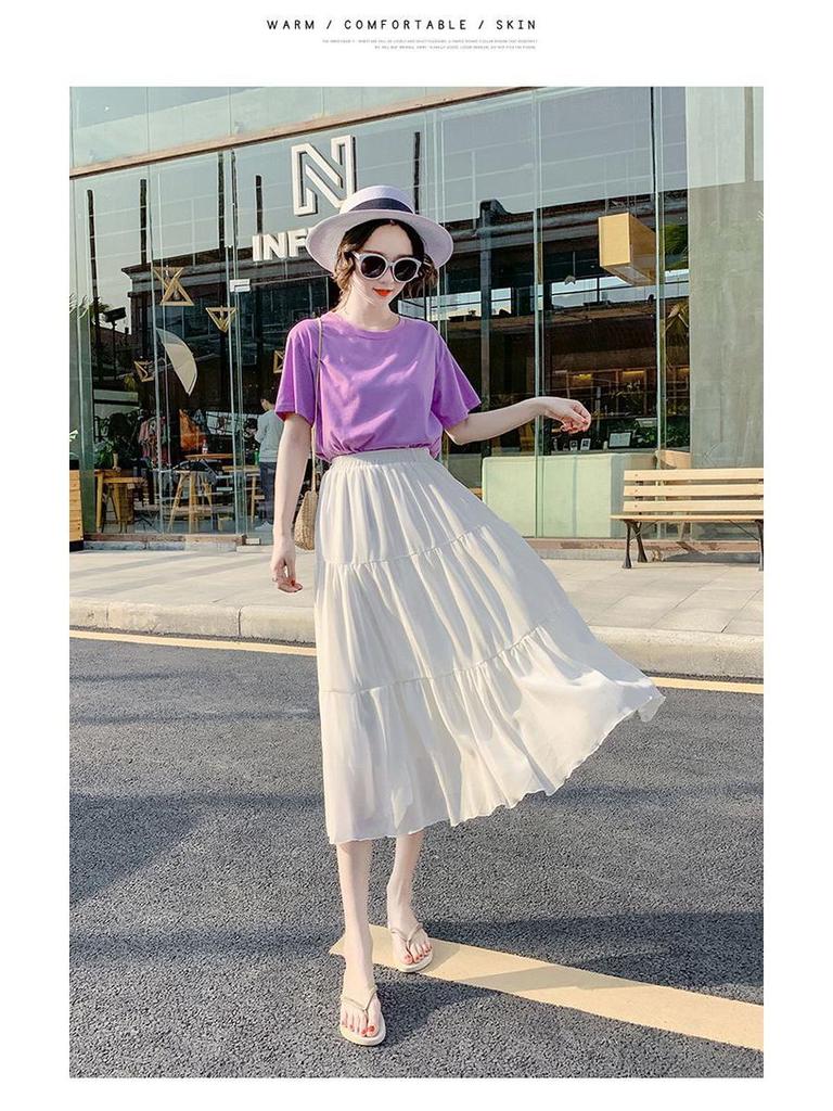 Women's Black High-Waist Pleated A-Line Midi Skirt - Versatile, Casual & Hip-Hiding