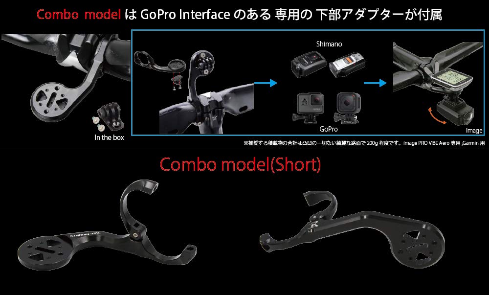 RecMount Garmin Wide Combo Mount, Long, Cantilever Type (Wide Width) for 31.8mm [GM-WIDEXL+GP]