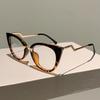 Oversized Cat Eye Glasses Frame Stylish Vintage Round Women Eyeglasses  Trendy New Non-prescription Optical Eyewear