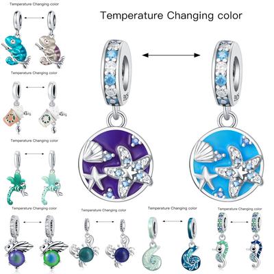 Copper Temperature Change Color Series Pendant Charms Beads Fit Original Wear Bracelets Diy Jewelry Accessory