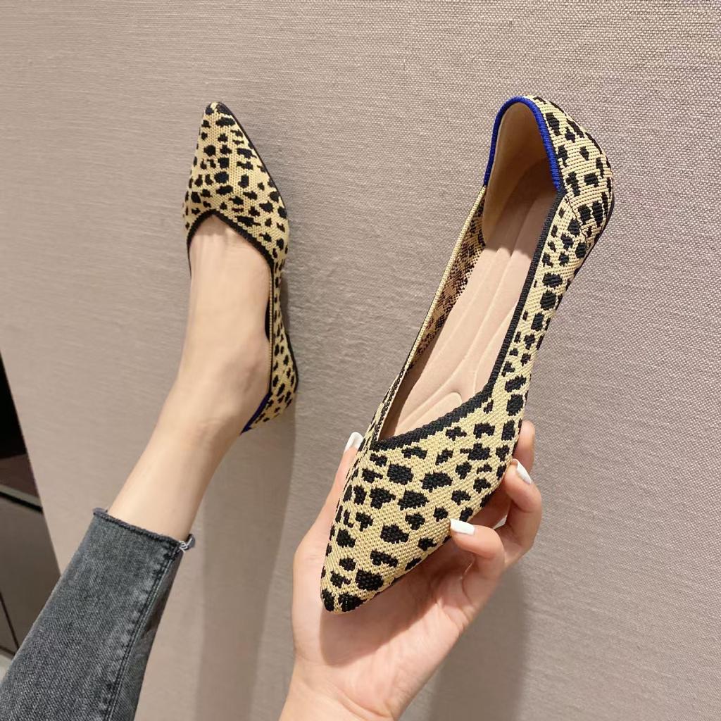 Spring and autumn flat shoes fashion leisure Women's flat shoes pointed knitting elastic comfortable boutique shoes