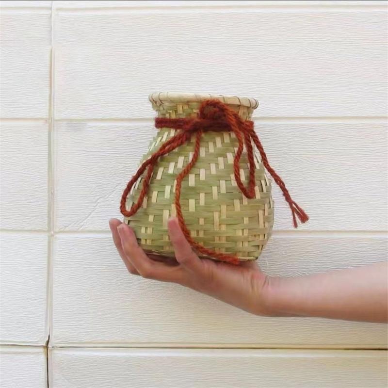 Handwoven Bamboos Fishing Basket and Flower Vases Traditional for Outdoor Lover and Home Decoration