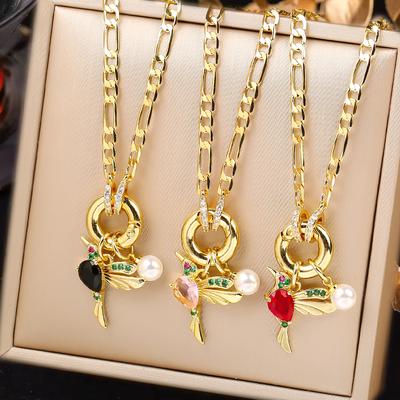 New Arrival Crystal Hummingbird Necklace Animal Zirconia Bird Pendant Neck Clavicle Chain for Woman Party Fine Jewelry Gift