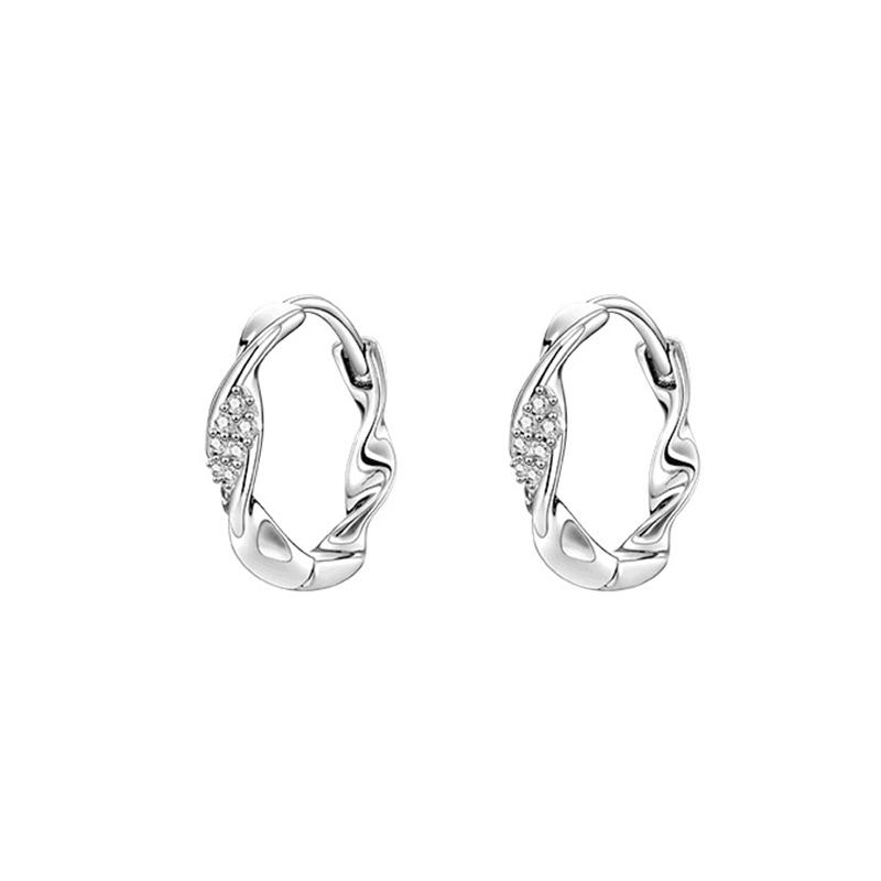 

ANENJERY серьги-кольца с блестящим цирконием и геометрическим узором для женщин, свадебные украшения с темпераментом серебряный