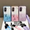 KADEM For Xiaomi Redmi A5 4G (171.7mm)/Poco C71 4G Case Flower Pattern TPU Gradient Phone Cover with Lanyards