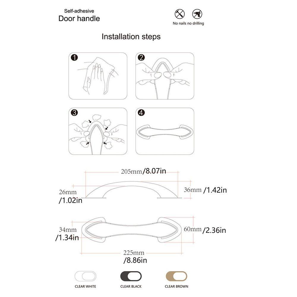 Self-adhesive Door Handle Non-slip Door Pull Modern No-punching  Door Handle  Glass Door
