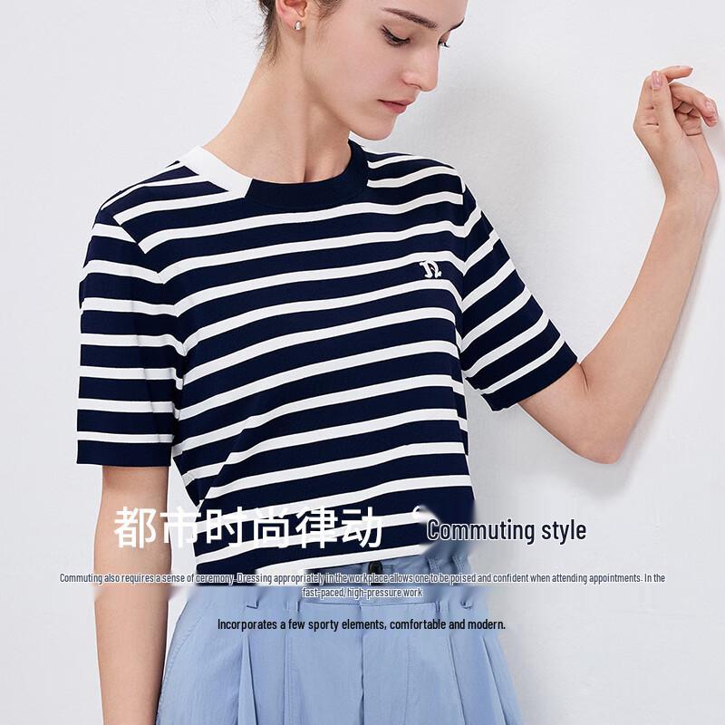 Navigare Women's Casual Striped Knit Short-Sleeve T-Shirt