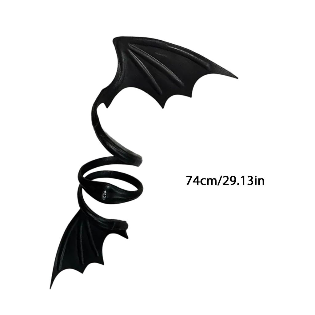 Edgy Black Sturdy PU Leather Chokers Bat Wing Necklace Portable Accessory for Halloween Costumes Daily Use Casual Wear
