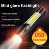Mini LED Flashlight COB Side Light Portable Flash Light Outdoor Torch USB Rechargeable For Fishing Camping Hiking Lantern Lamp