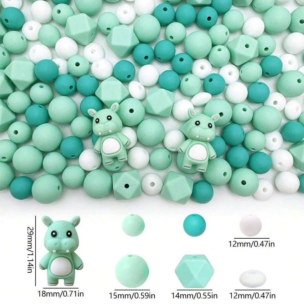 

4/23/38PCS Cute Hippopotamus Silicone Bead Set, DIY Jewelry Making, Bracelet, Necklace Set, Keychain Accessories