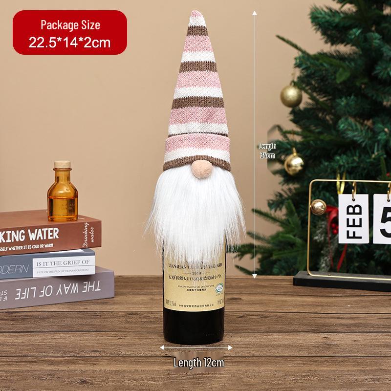 Qiaoding Gestrickte Weihnachten Gesichtslos Puppe Weinflaschenhut & Hülle