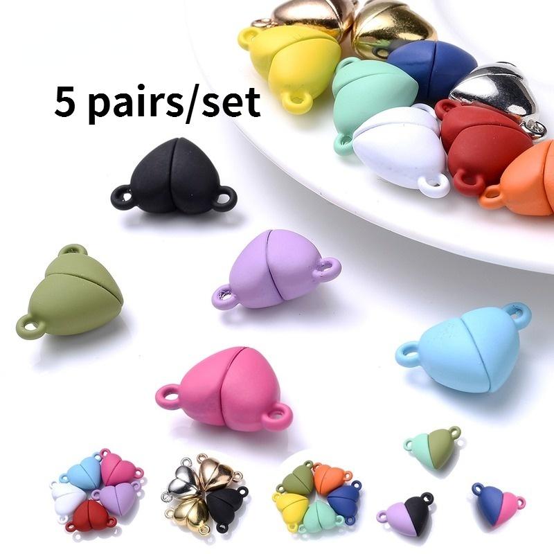 5 pair Heart Magnet Connector Zapięcie End Connector Charms na zapięcia jubilerskie Para Bransoletka Naszyjnik
