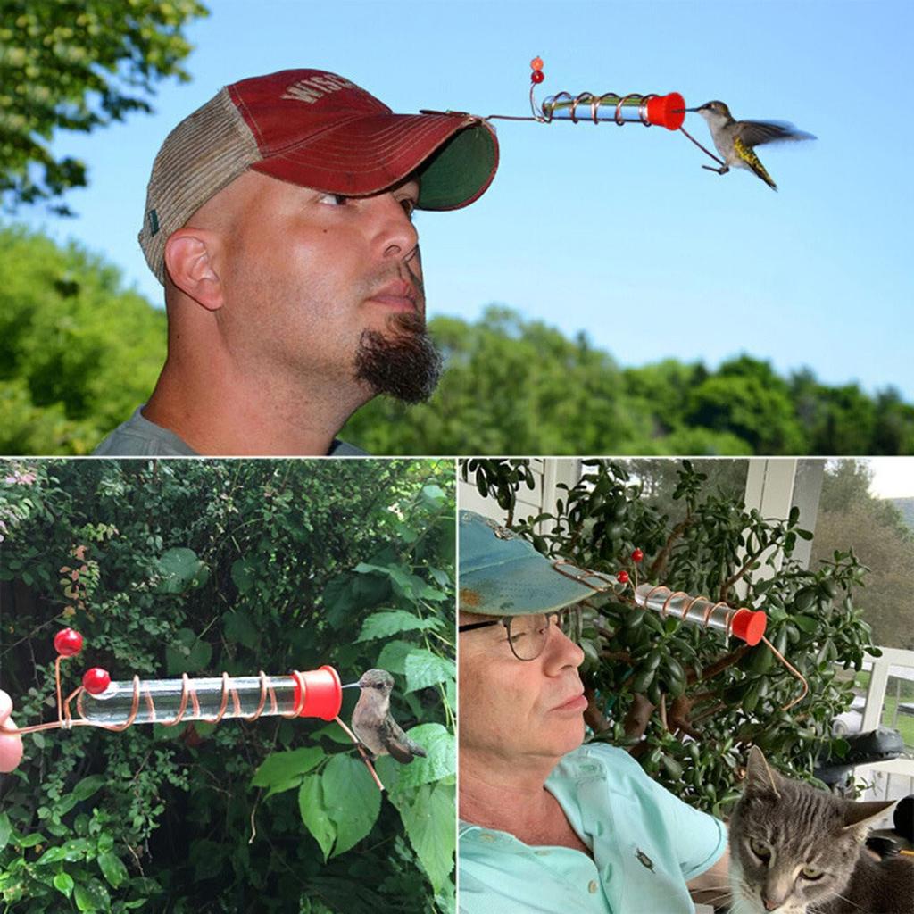 Hat Hummingbird Feeder Handheld Hummingbird Feeders With Clips & Red Berries Bird Feeders Tube For Hat & Hand