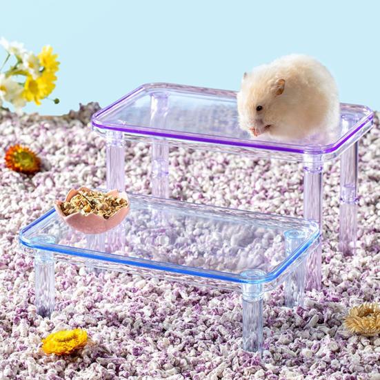 Platforma pro křečka Transparentní Odnímatelná Dekorativní terénní úpravy Průhledná miska na jídlo Úložný prostor pro domácí mazlíčky bez otřepů Stojan na hraní Hračka na šplhání Potřeby pro domácí mazlíčky