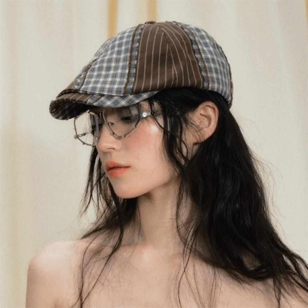 Korean Style Plaid Berets Y2k Painter Hat Vintage Newsboy Caps  Outdoor